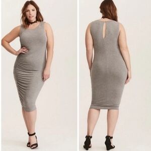 NWT Torrid Gray Jersey Knit Side Cinch Bodycon Dress